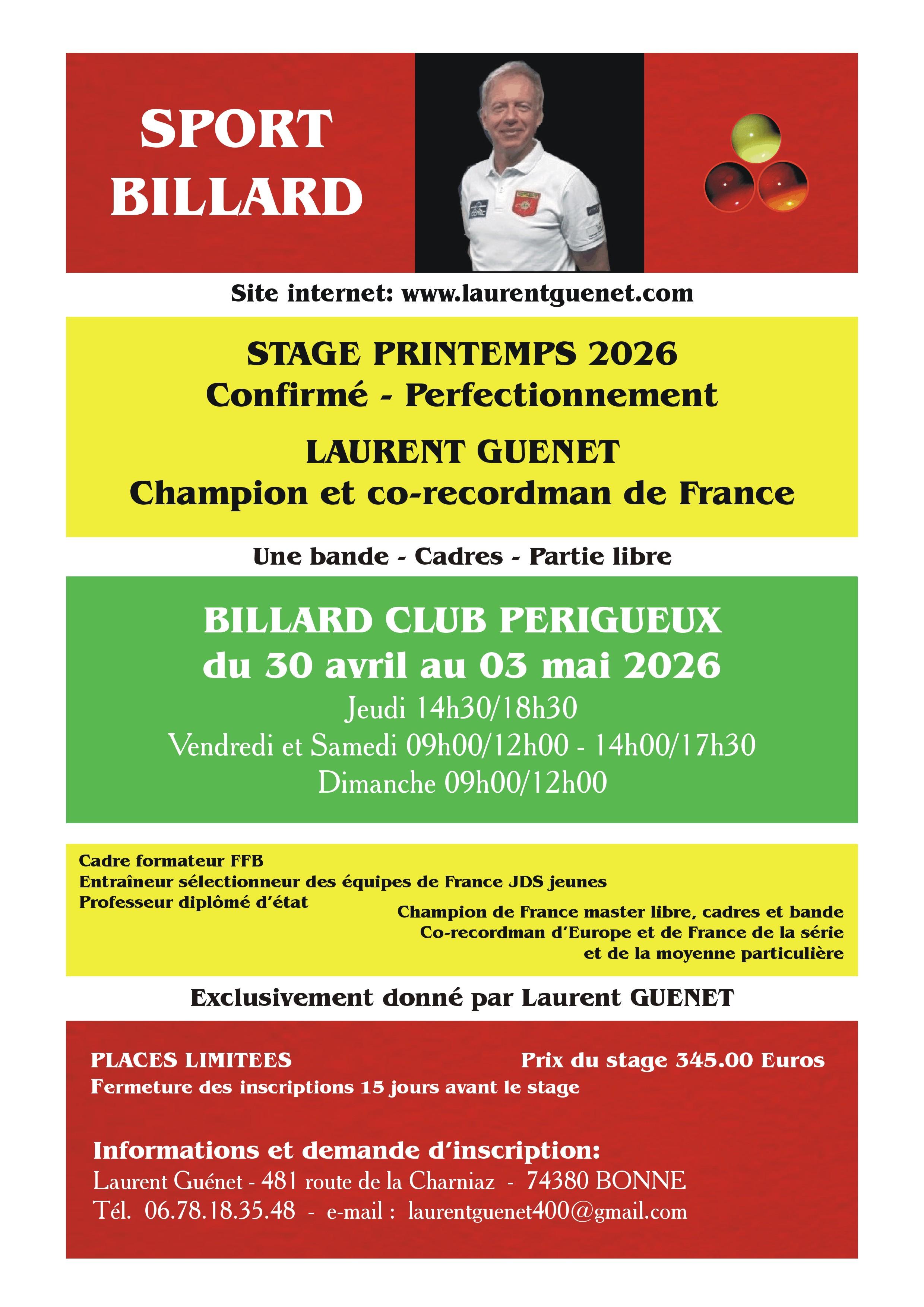 Affiche stage Perigueux 2026