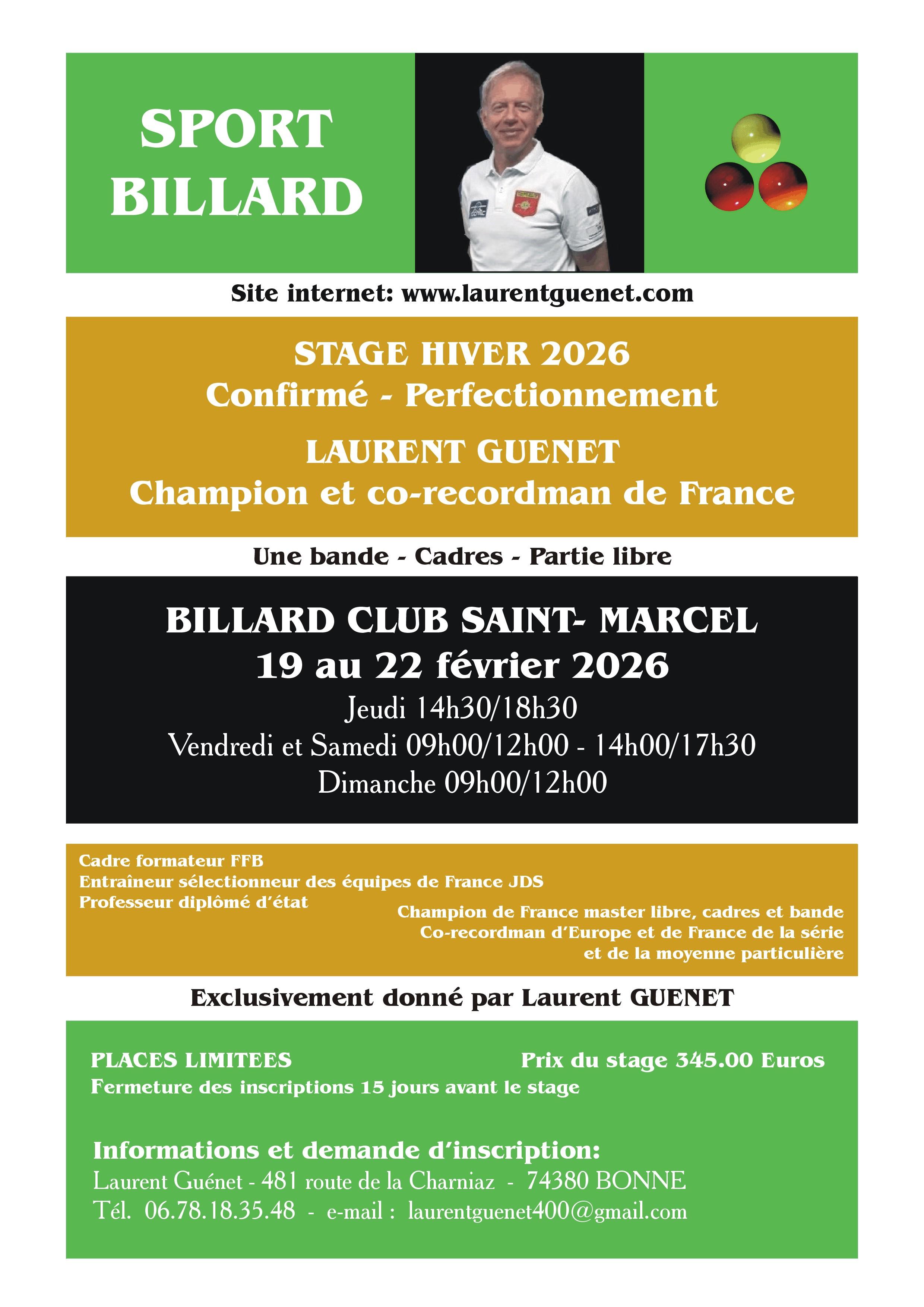 Affiche stage St Marcel 2026